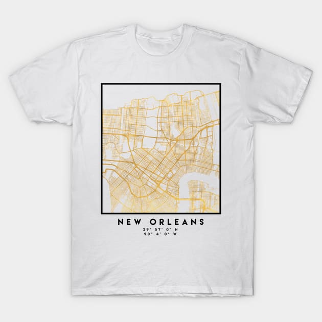 NEW ORLEANS LOUISIANA CITY STREET MAP ART T-Shirt by deificusArt